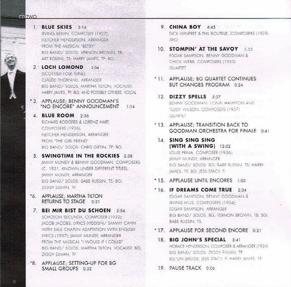 Benny Goodman : The Famous 1938 Carnegie Hall Jazz Concert (2xCD, RE, RM)