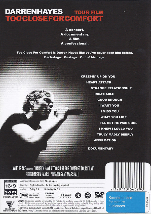 Darren Hayes : Too Close For Comfort (Tour Film) (DVD-V, PAL)
