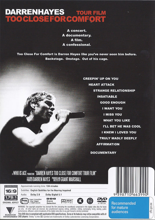 Darren Hayes : Too Close For Comfort (Tour Film) (DVD-V, PAL)