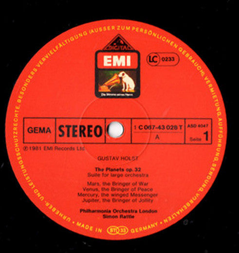 Holst*, Simon Rattle*, Philharmonia Orchestra • Ambrosian Singers* : The Planets (LP)