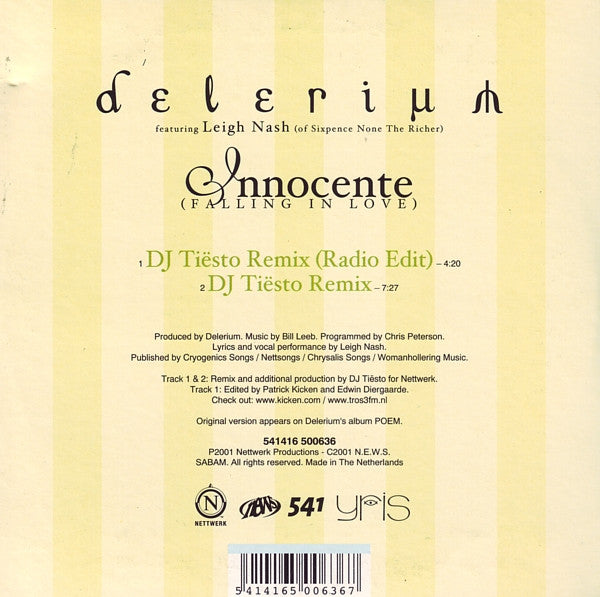 Delerium Featuring Leigh Nash : Innocente (Falling In Love) (CD, Single)