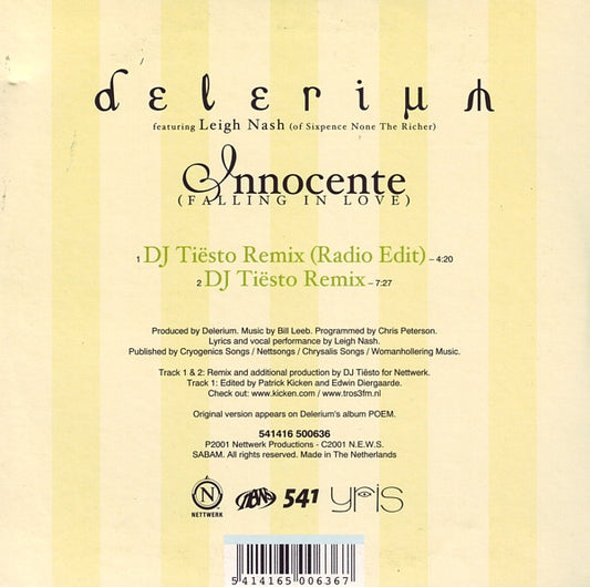 Delerium Featuring Leigh Nash : Innocente (Falling In Love) (CD, Single)