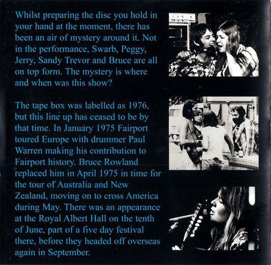 Fairport Convention : Who Knows? (1975 The Woodworm Archives - Vol. One) (CD, Album)