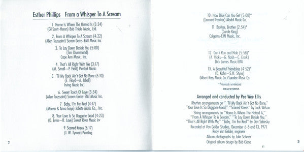 Esther Phillips : From A Whisper To A Scream (CD, Album, RE, RM)