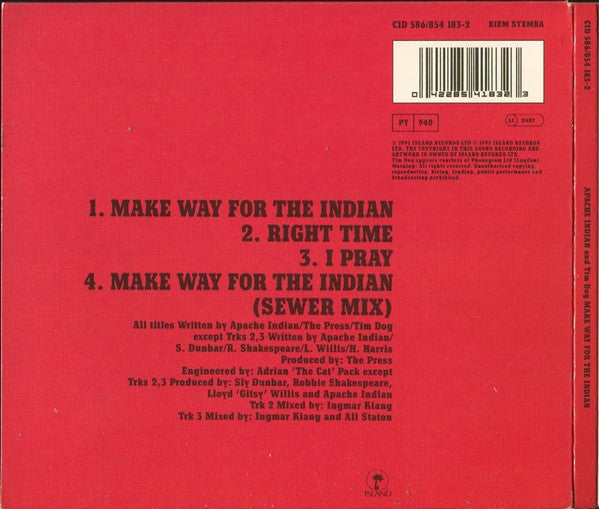 Apache Indian And Tim Dog : Make Way For The Indian (CD, Maxi)