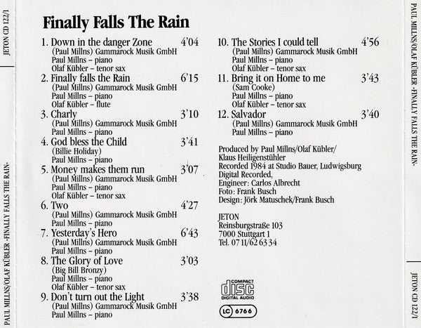 Paul Millns Feat. Olaf Kübler : Finally Falls The Rain (CD, Album)