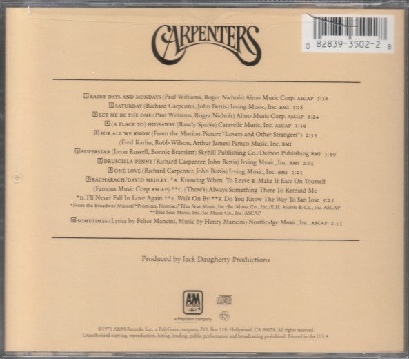 Carpenters : Carpenters (CD, Album, RE, RM)