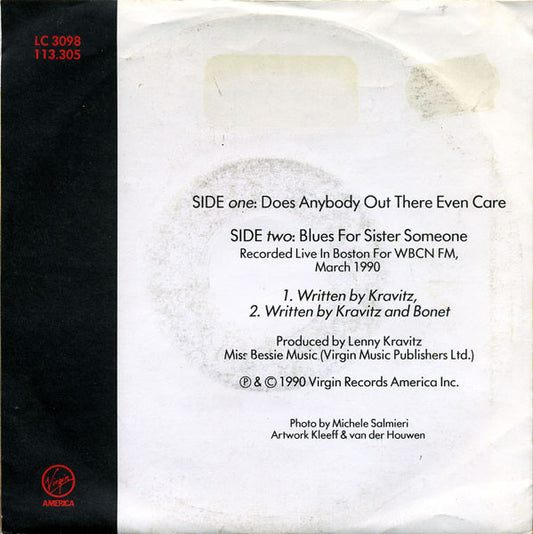 Lenny Kravitz : Does Anybody Out There Even Care (7", Single)