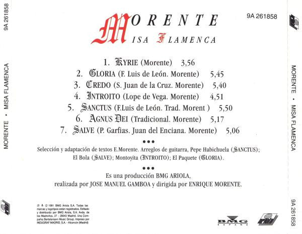 Enrique Morente : Misa Flamenca (CD, Album)