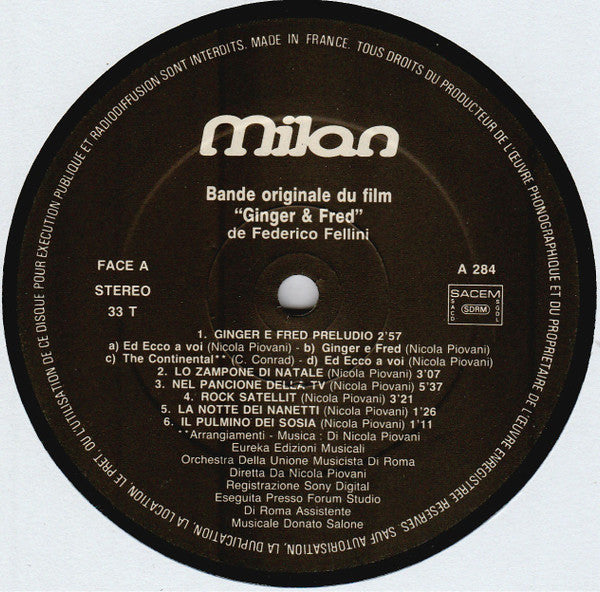 Nicola Piovani : Ginger E Fred (LP, Album)