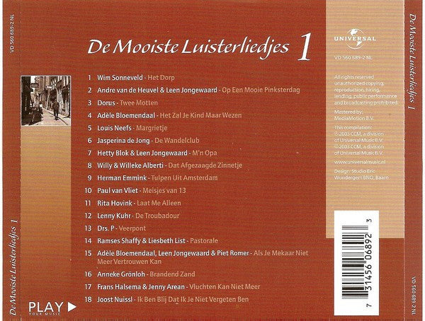 Various : De Mooiste Luisterliedjes 1 (CD, Comp)