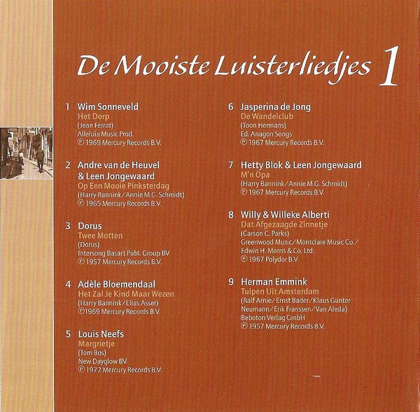 Various : De Mooiste Luisterliedjes 1 (CD, Comp)