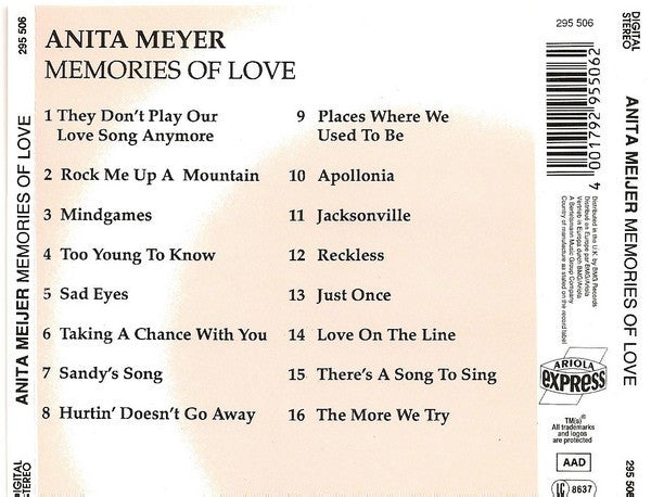 Anita Meyer : Memories Of Love (CD, Comp)
