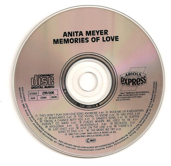 Anita Meyer : Memories Of Love (CD, Comp)