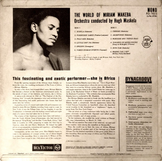 Miriam Makeba : The World Of Miriam Makeba (LP, Album, Mono)