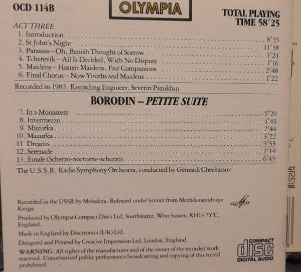 Mussorgsky*, Soloists*, Stanislavsky Chorus*, Stanislavsky Orchestra*, V. Esipov* / Borodin*, USSR RSO*, Cherkasov* : Opera - Sorochintsy / Petite Suite (2xCD, Comp)