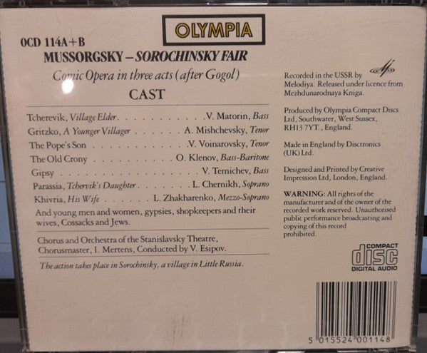 Mussorgsky*, Soloists*, Stanislavsky Chorus*, Stanislavsky Orchestra*, V. Esipov* / Borodin*, USSR RSO*, Cherkasov* : Opera - Sorochintsy / Petite Suite (2xCD, Comp)