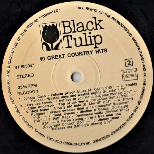 Various : 40 Great Country Hits (2xLP, Comp)