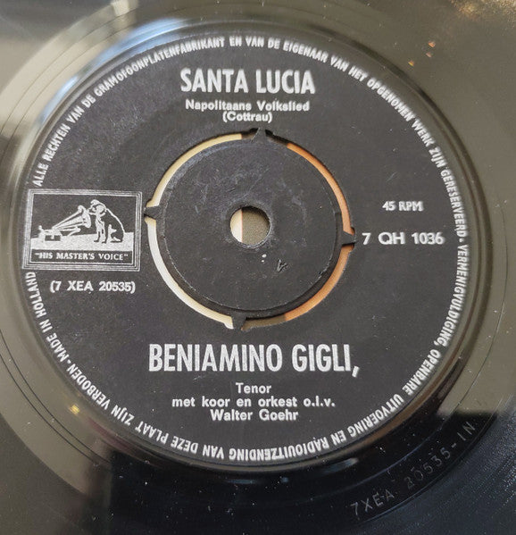 Beniamino Gigli : Santa Lucia /  Caro Mio Ben (7", Single, Mono)