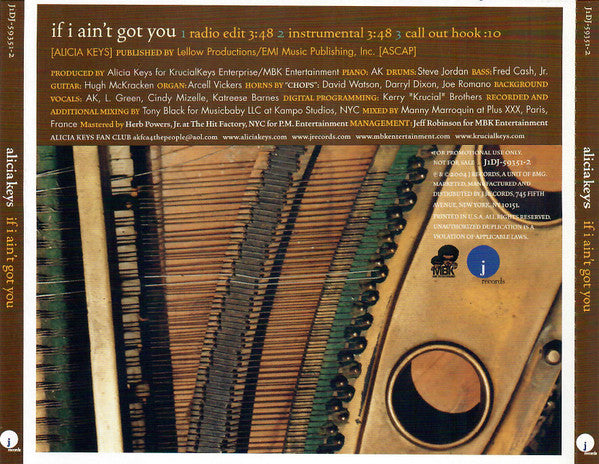 Alicia Keys : If I Ain't Got You (CD, Single, Promo)