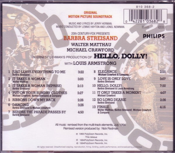 Barbra Streisand : Hello, Dolly! (Original Motion Picture Soundtrack) (CD, Album, RE)