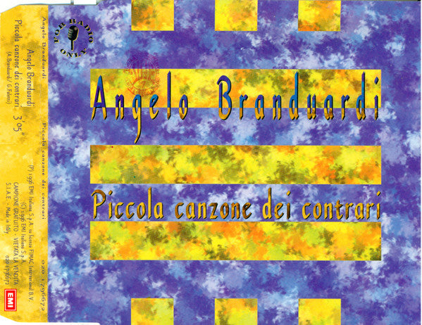 Angelo Branduardi : Piccola Canzone Dei Contrari (CD, Single, Promo)