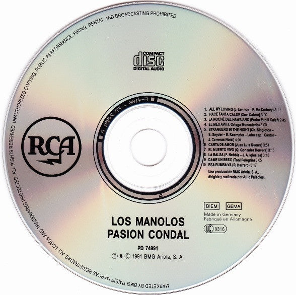 Los Manolos : Pasion Condal (CD, Album)