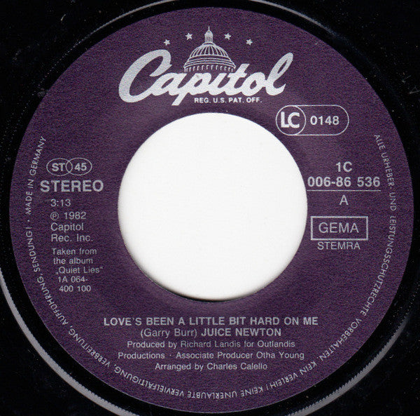 Juice Newton : Love's Been A Little Bit Hard On Me (7", Single)