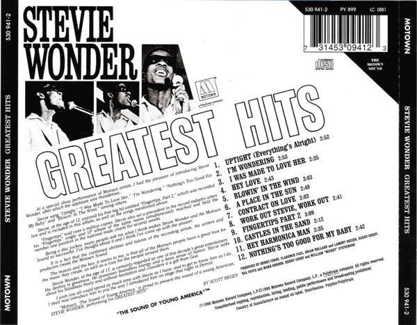 Stevie Wonder : Greatest Hits (CD, Comp, RE, RM, RP)