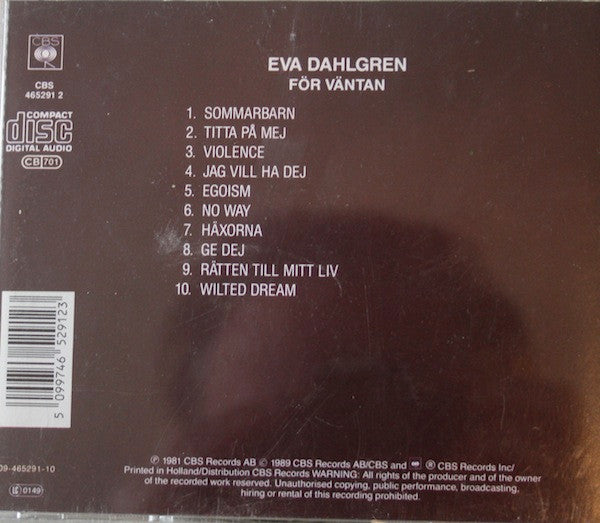 Eva Dahlgren : För Väntan (CD, Album)