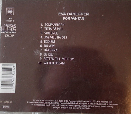 Eva Dahlgren : För Väntan (CD, Album)