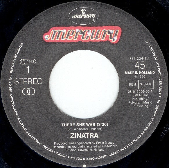 Zinatra : There She Was (7", Single)