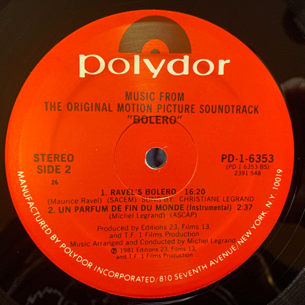 Francis Lai And Michel Legrand : Bolero (Original Motion Picture Soundtrack) (LP, Album, 26 )