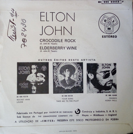 Elton John : Crocodile Rock (7", Single)