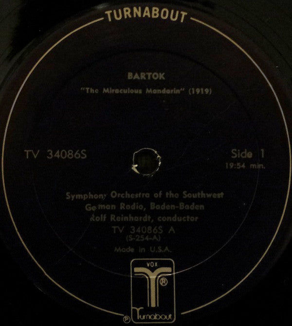 Béla Bartók, Südwestfunkorchester Baden-Baden, Rolf Reinhardt : The Miraculous Mandarin / The Wooden Prince (LP, Album, RP)