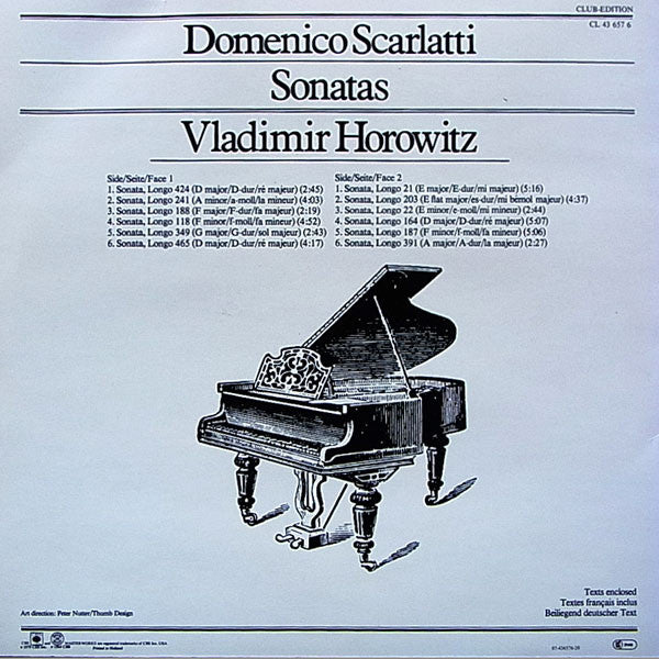 Domenico Scarlatti - Vladimir Horowitz : Sonatas (LP, Album, Club, RE)