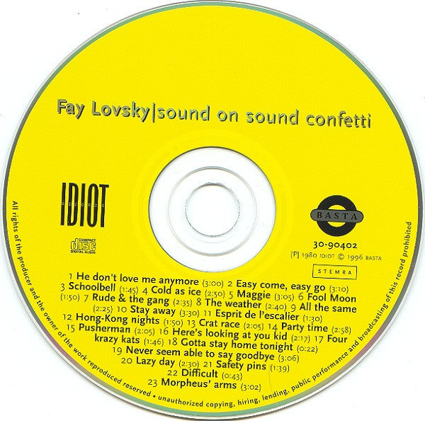 Fay Lovsky : Sound On Sound Confetti (CD, Comp)