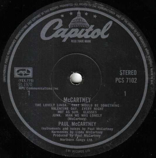 Paul McCartney : McCartney (LP, Album, RE, Gat)