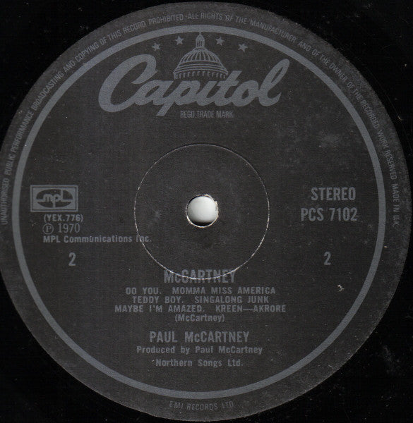 Paul McCartney : McCartney (LP, Album, RE, Gat)