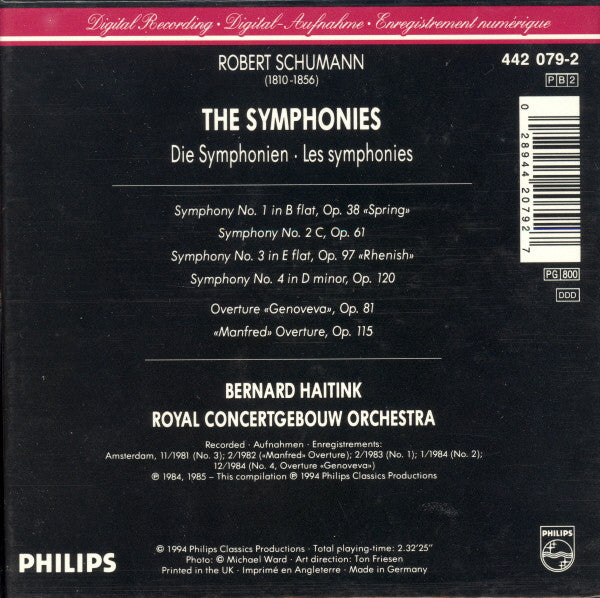 Robert Schumann - Bernard Haitink, Concertgebouworkest : The Symphonies (2xCD, Comp)