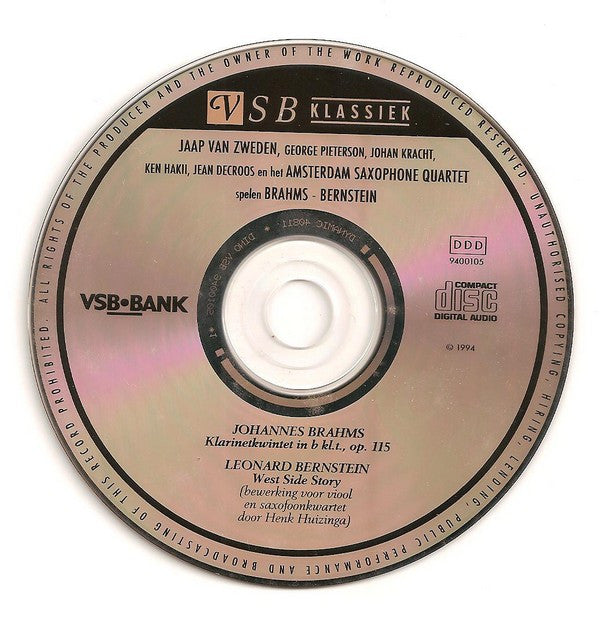 Jaap van Zweden, George Pieterson, Johan Kracht, Ken Hakii, Jean DeCroos Het Amsterdam Saxophone Quartet, Johannes Brahms - Leonard Bernstein : Brahms - Bernstein (CD)