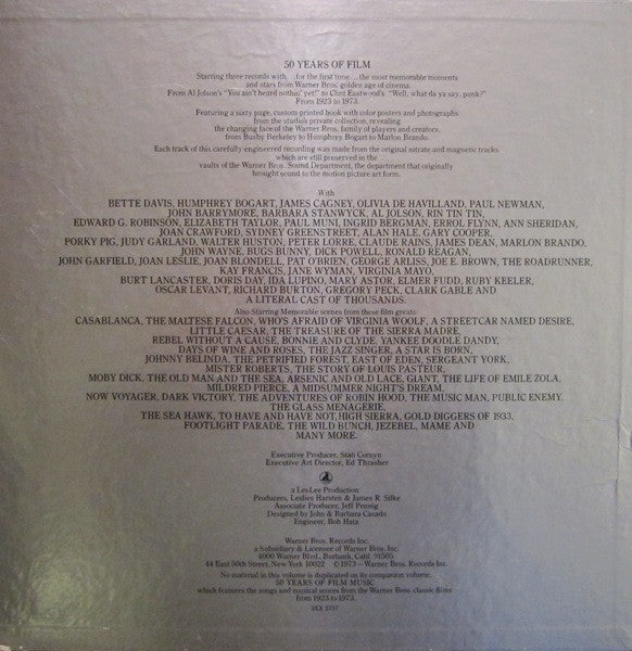 Various : 50 Years Of Film - Original Motion Picture Soundtrack Recordings Of The Great Scenes And Stars From The Warner Bros. Classics, 1923 To 1973 (3xLP, Album, Comp + Box)