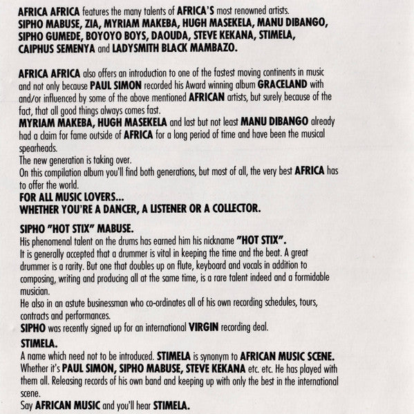 Various : Africa Africa (CD, Comp)