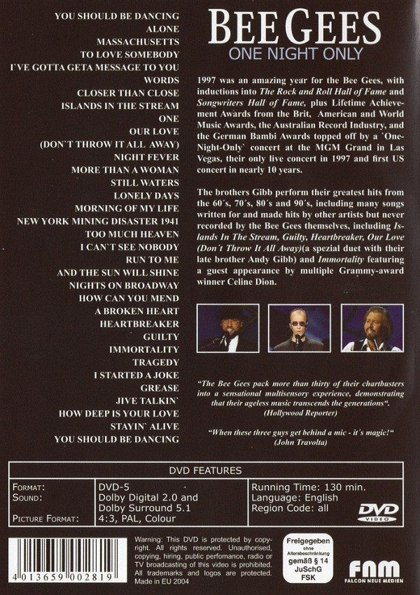 Bee Gees : One Night Only (DVD-V, PAL)