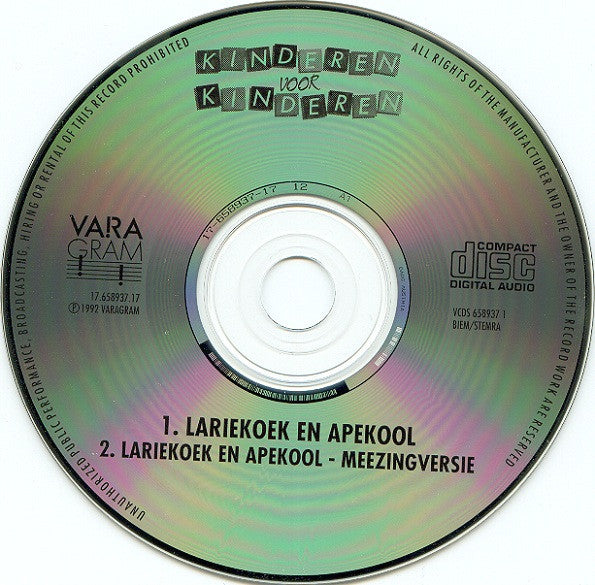 Kinderen voor Kinderen : Lariekoek En Apekool (CD, Single)