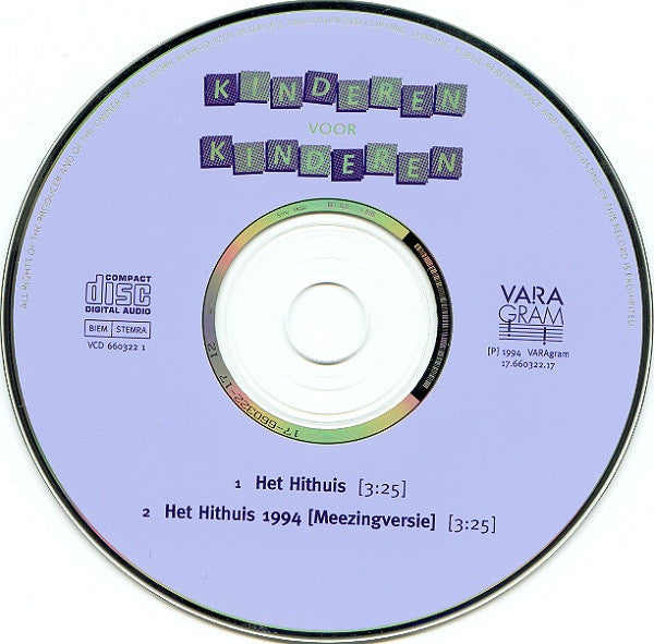 Kinderen voor Kinderen : Het Hithuis (CD, Single)