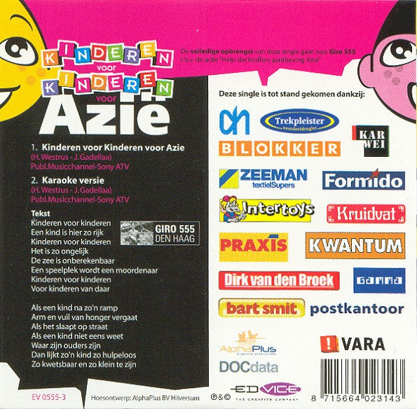 Kinderen voor Kinderen : Kinderen Voor Kinderen Voor Azië (CD, Single)