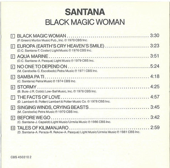 Santana : Black Magic Woman (Best Of Santana - Samtweich) (CD, Comp)