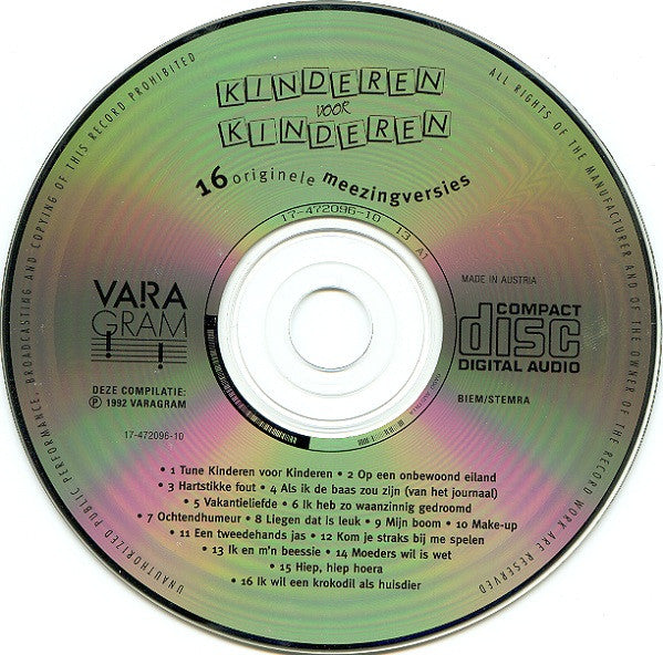 Kinderen voor Kinderen : 16 Originele Meezingversies (CD, Comp)
