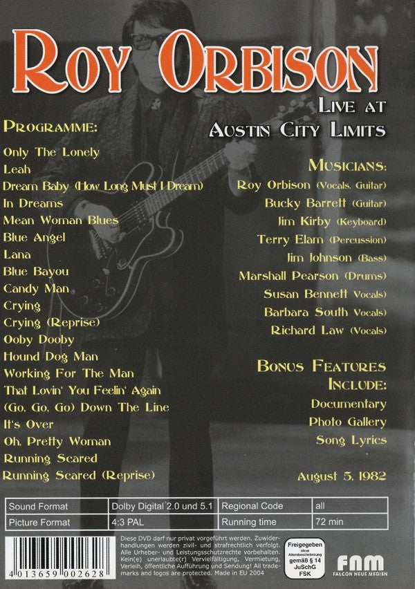 Roy Orbison : Live At Austin City Limits August 5, 1982 (DVD-V, PAL, 4:3)